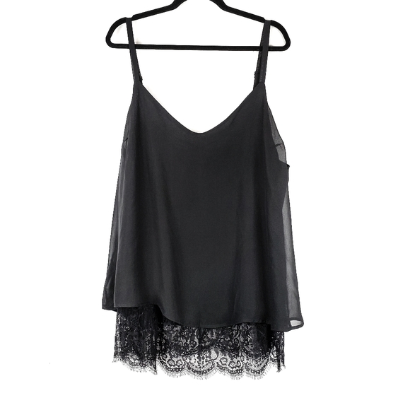 torrid Tops - TORRID Black Flowy Lace Tank Top 2X